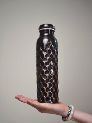 Madhu Copper Bottle (black beehive)