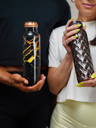 Sanjna Copper Bottle (black/yellow)
